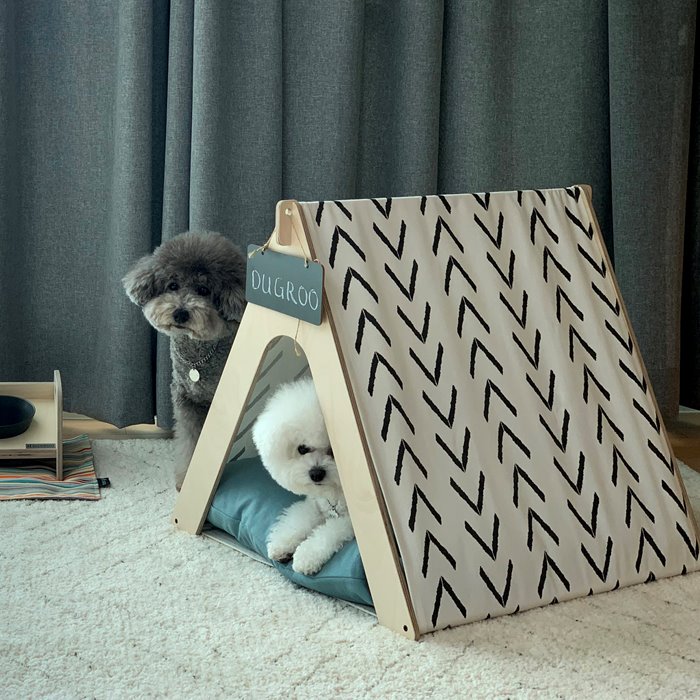 [오리지널 디자인]강아지집 고양이집 [세모집-화이트 포인트] 칠판분필선물